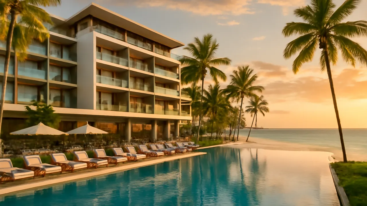 Hotel de lujo en Bavaro con alta ocupación, piscina infinity y océano turquesa, reflejando tendencias hoteleras 2026