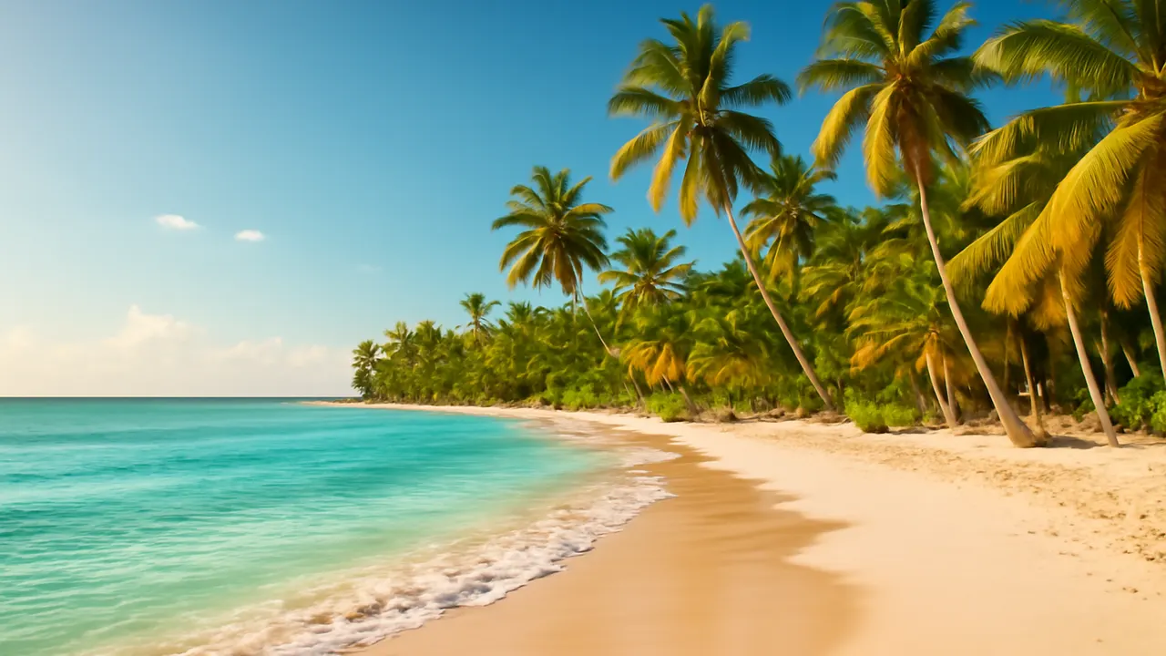 Entorno natural y clima cálido en Punta Cana con playas blancas y palmeras bajo luz dorada de atardecer