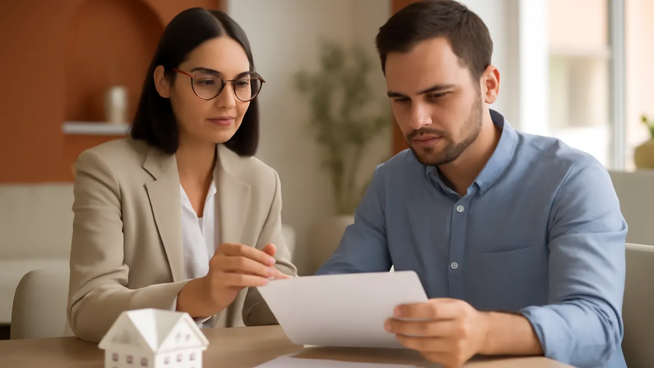 Revisión de documentos en interior moderno y luminoso durante proceso de due diligence en la compra inmobiliaria en Punta Cana