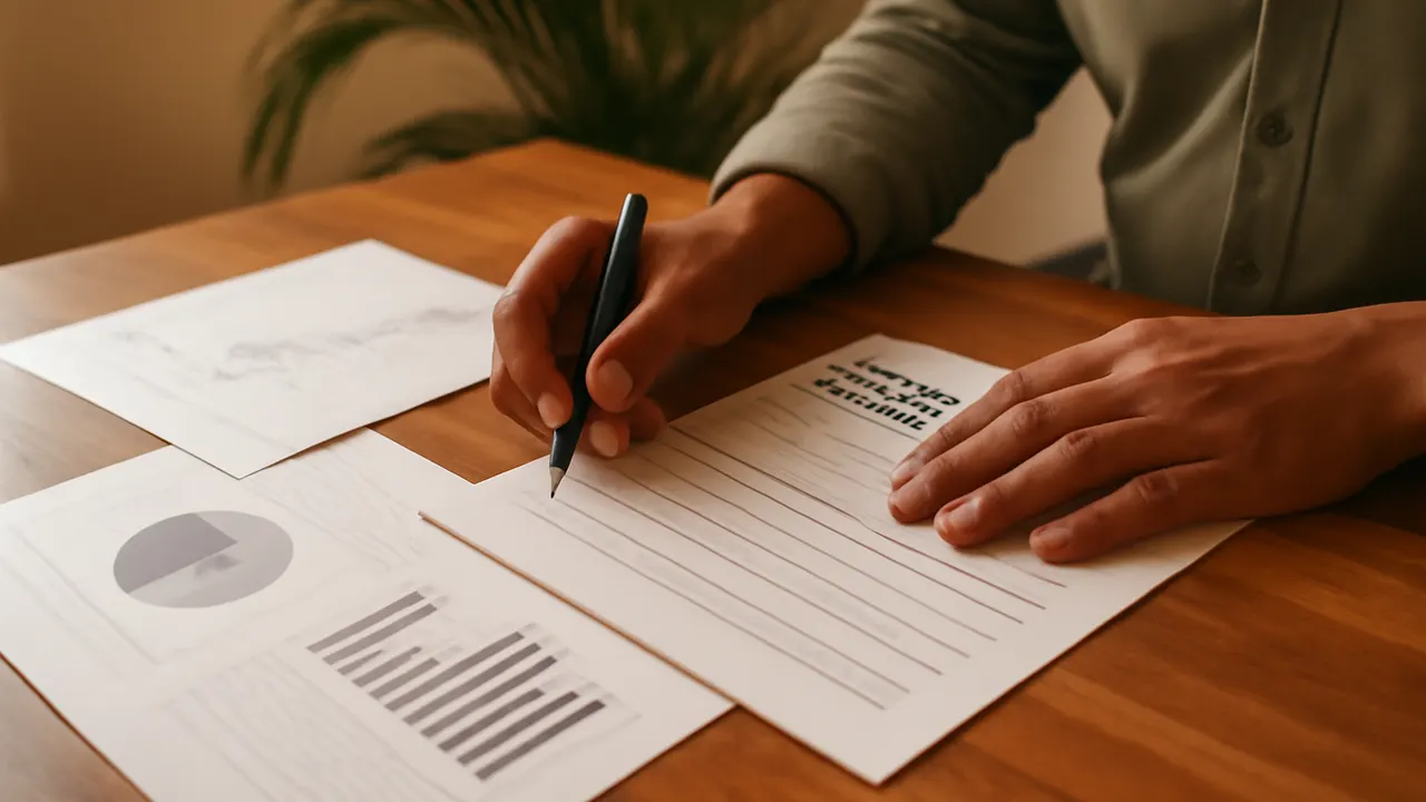 Proceso de revisión de documentos para solicitud de hipoteca para extranjeros en República Dominicana, con ambiente cálido y natural