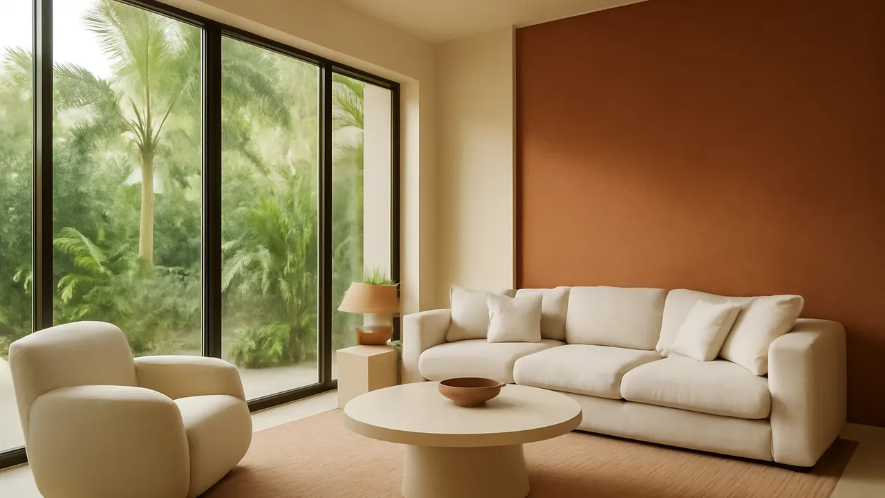Modern and serene interior of luxury home in Punta Cana with warm lighting and ivory and terracotta palette, illustrating tax obligations for U.S. buyers