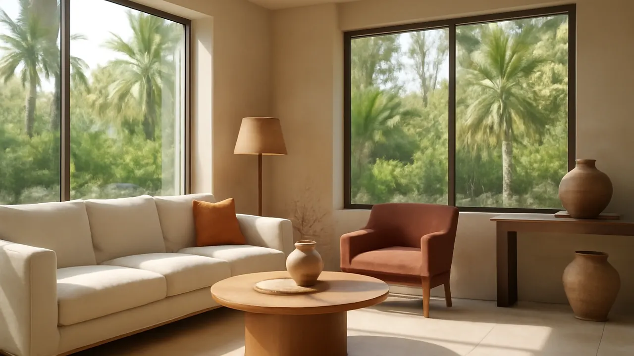Interior moderno y sereno en Punta Cana con luz natural y vegetación autóctona, ilustrando requisitos legales y fiscales para extranjeros